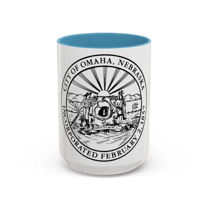 Seal of Omaha Nebraska - Accent Coffee Mug-15oz-Light Blue-Go Mug Yourself