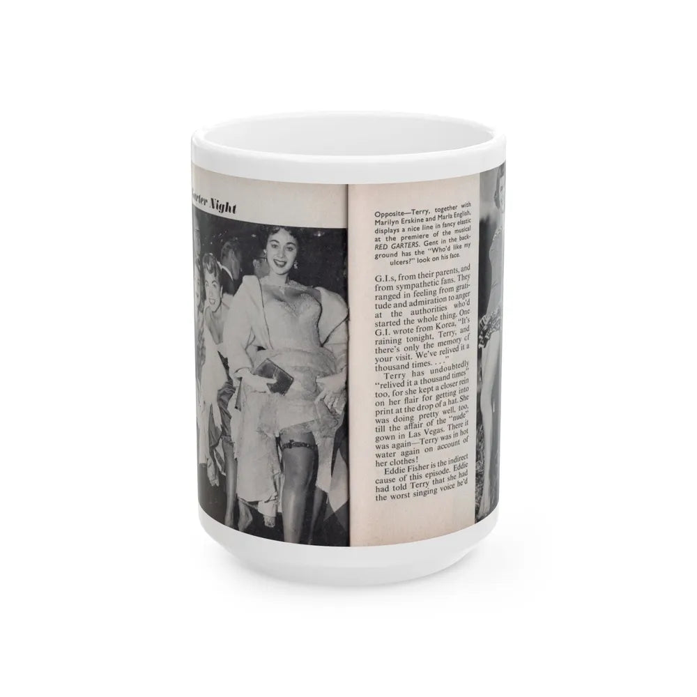 Terry Moore #455 - 66 PHOTOGRAPHS OF Terry MOORE U.K. Pocket Mag. Pages 40 & 41 (Vintage Female Icon) White Coffee Mug-15oz-Go Mug Yourself