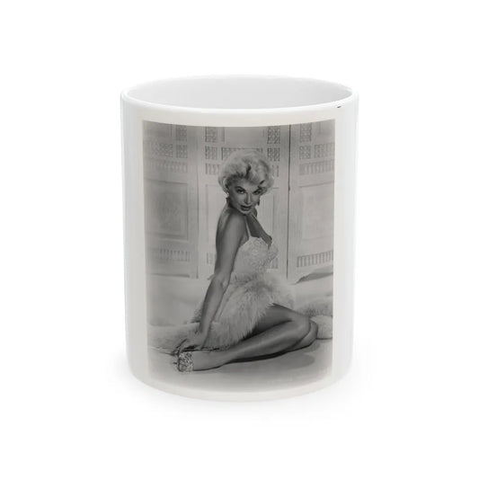 Barbara Nichols #579 - 8x10 B&W Full Body Irving Klaw Negative Re-Strike Glamour Photo from 50's (Vintage Female Icon) White Coffee Mug-11oz-Go Mug Yourself