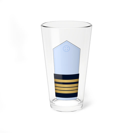 Pale blue military shoulder board with a navy band crossed by four horizontal gold stripes.