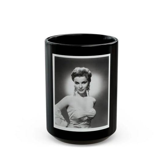 Debra Paget #614 - 8x10 B&W Upper Body Glamour Promo Photo circa 50's (Vintage Female Icon) Black Coffee Mug-15oz-Go Mug Yourself