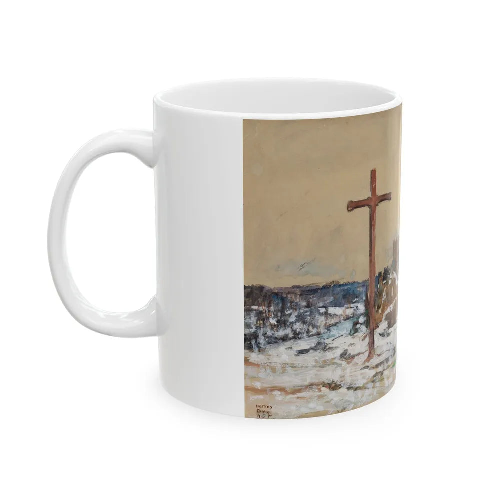 Cross on a Winter Hilltop, 1918 - White Coffee Mug-Go Mug Yourself