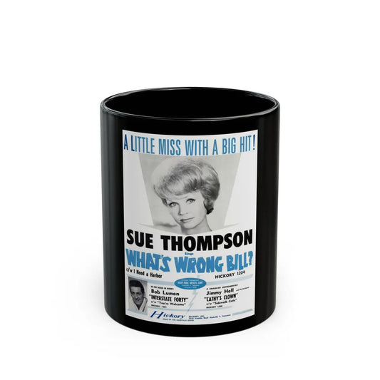 Sue Thompson 1963 (Music Poster) Black Coffee Mug-11oz-Go Mug Yourself