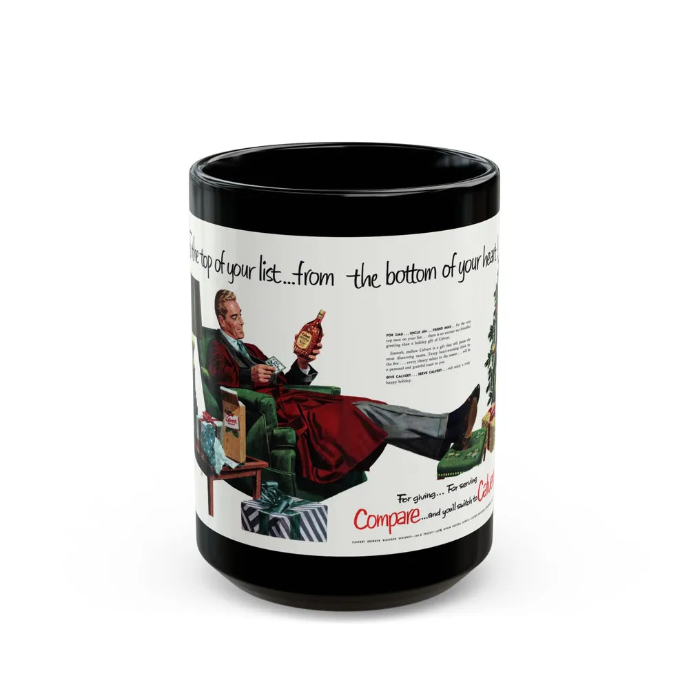 Calvert Whiskey ad, Collier's, December 13, 1952 - Black Coffee Mug-15oz-Go Mug Yourself