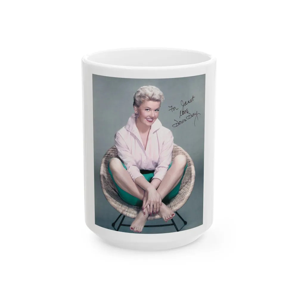 Doris Day #111 (Vintage Female Icon) White Coffee Mug-15oz-Go Mug Yourself