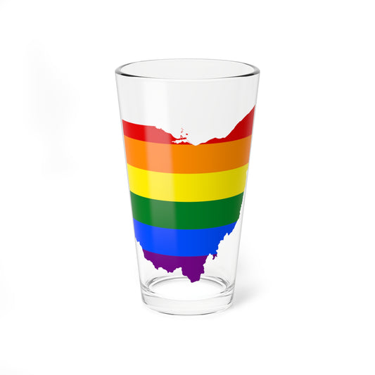 LGBT flag map of Ohio (United States) Pint Glass 16oz