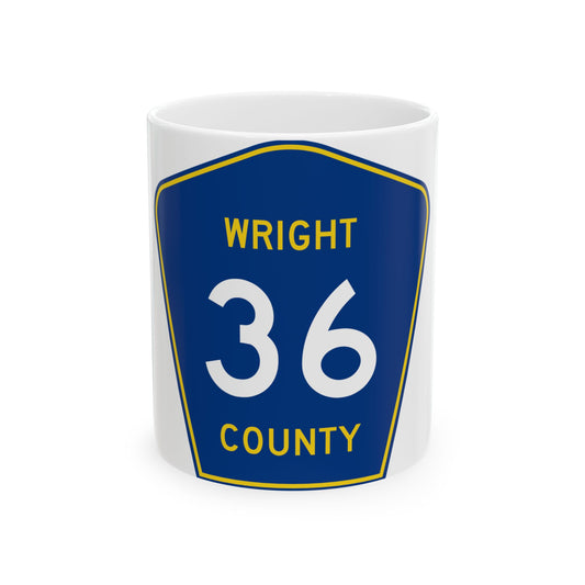 Wright County Route 36 (Minnesota) (Road Sign) White Coffee Mug-11oz-Go Mug Yourself