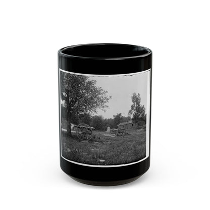 Cannons, Monument, And Cabin At Chickamauga And Chattanooga National Military Park (U.S. Civil War) Black Coffee Mug