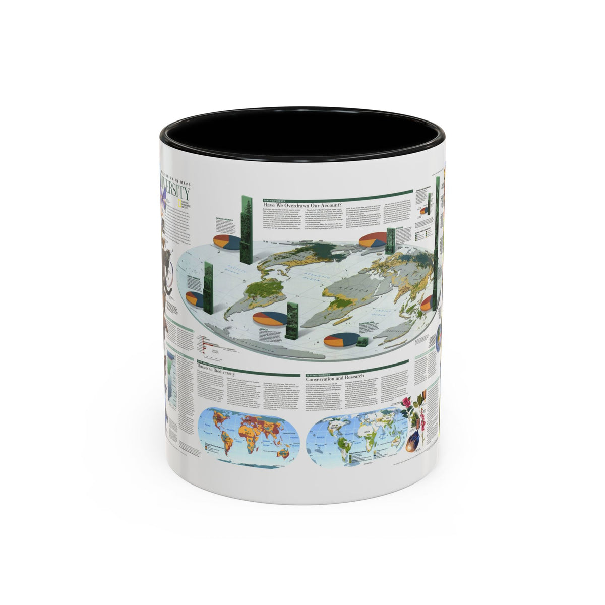World Map - Biodiversity (1999) (Map) Accent Coffee Mug