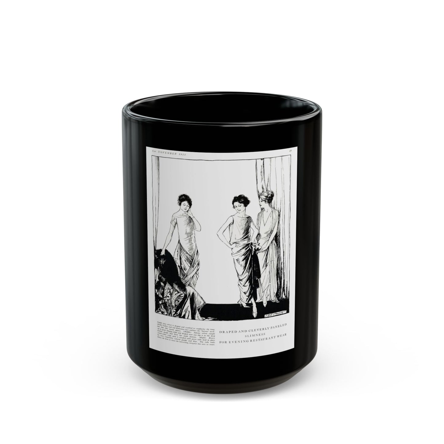 Draped and Cleverly Paneled ..., Harper's Bazaar, November 1921 - Black Coffee Mug-15oz-Go Mug Yourself