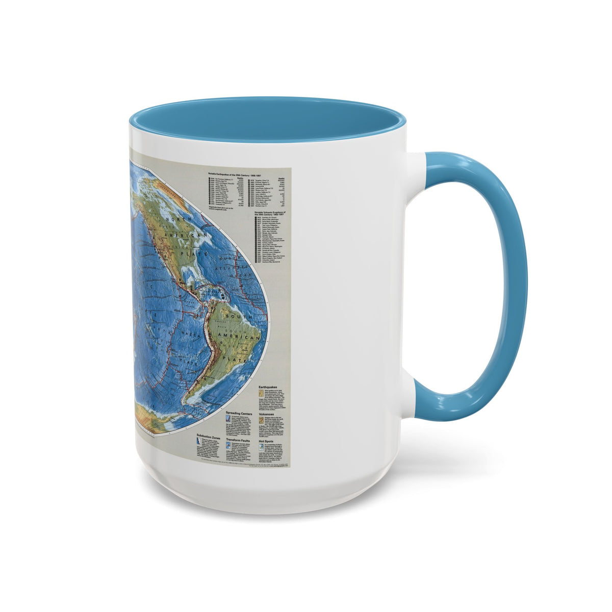 World Map - Tectonic Plates (1999) (Map) Accent Coffee Mug