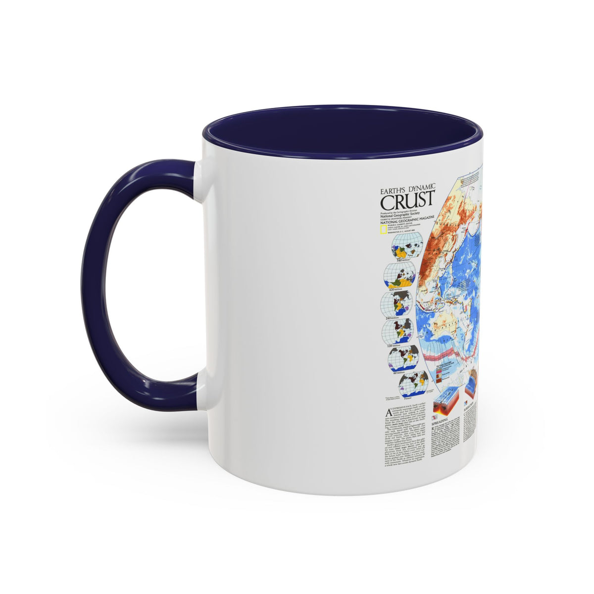 World Map - Earth's Dynamic Crust (1985) (Map) Accent Coffee Mug
