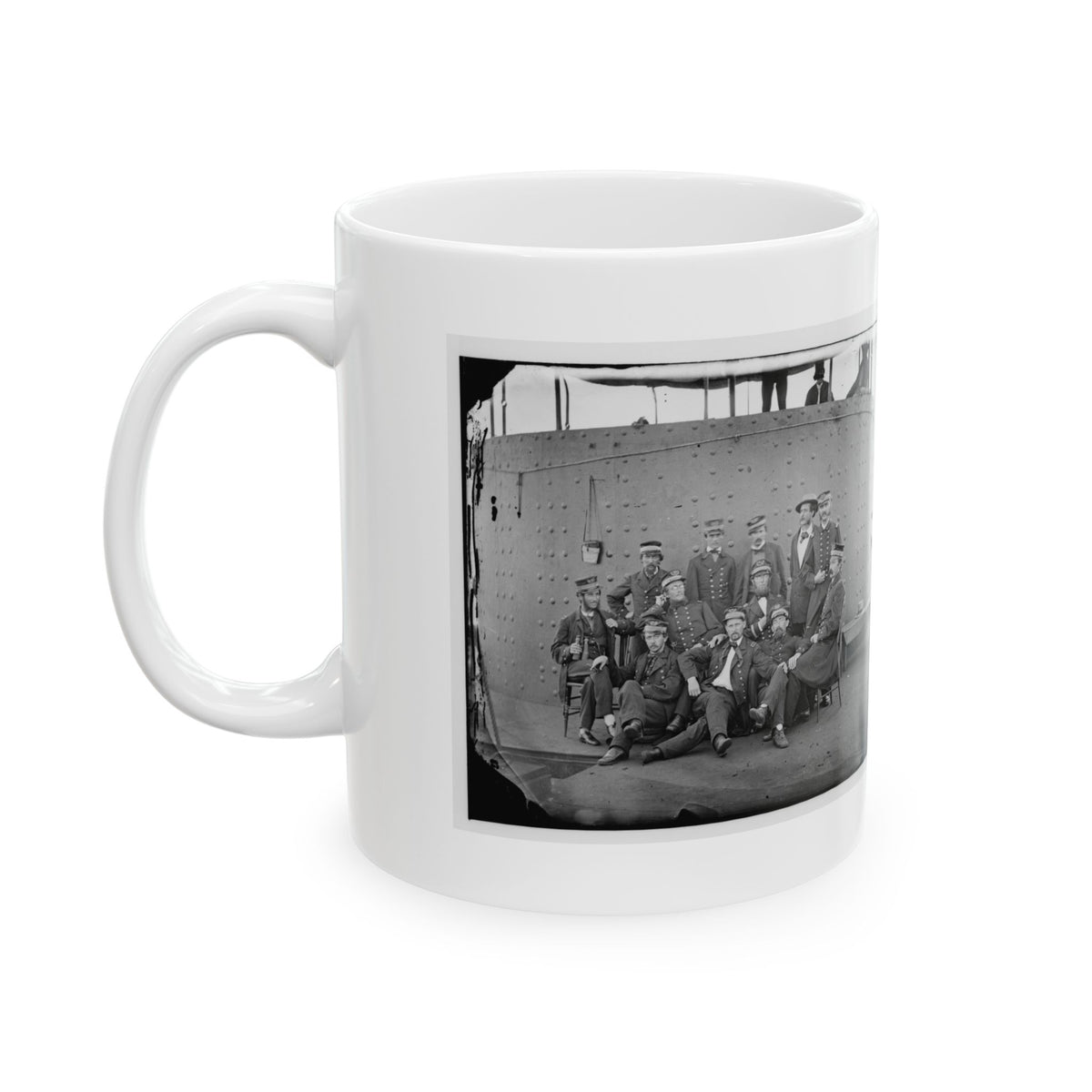 James River, Va. Officers Of The U.S.S. Monitor Grouped By The Turret (U.S. Civil War) White Coffee Mug