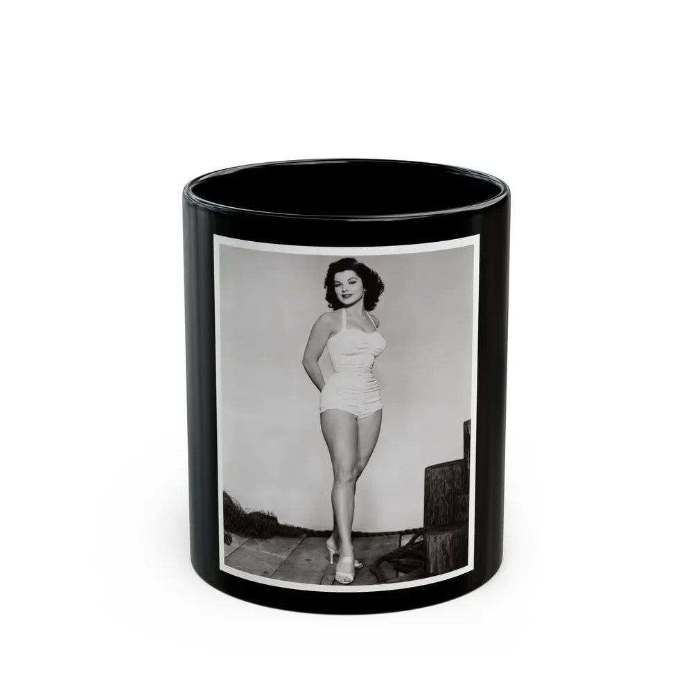 Debra Paget #263 - 8x10 Full Body 1-Piece White Swimsuit Cheesecake Photo Re-Strike from Mid 50's 1 (Vintage Female Icon) Black Coffee Mug-11oz-Go Mug Yourself