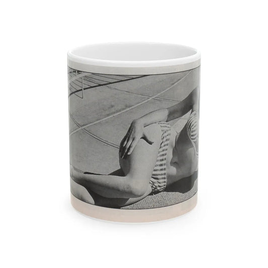 Jeanne Carmen #144 - Celebrity Sleuth Magazine B&W Photo Cropped (Vintage Female Icon) White Coffee Mug-11oz-Go Mug Yourself