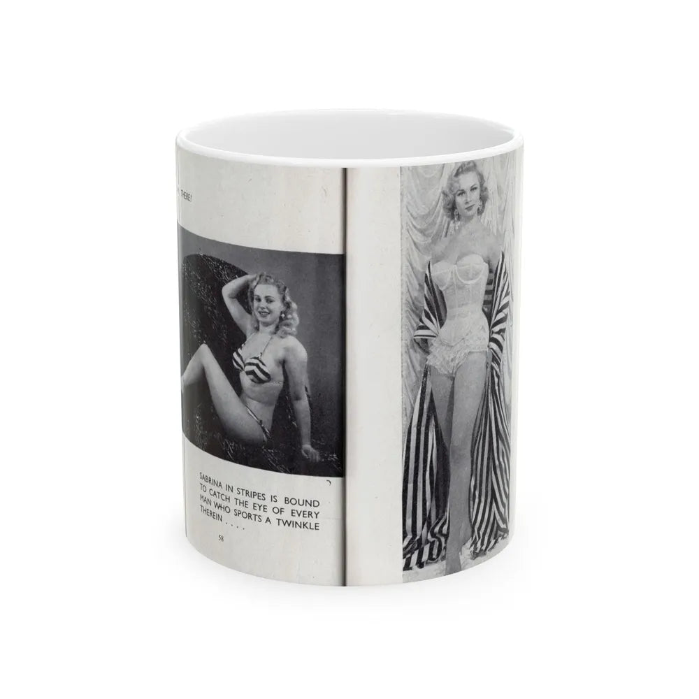 Norma Sykes #164 - 66 PHOTOGRAPHS OF Sabrina U.K. Pocket Mag. Pages 58 & 59 (Vintage Female Icon) White Coffee Mug-11oz-Go Mug Yourself