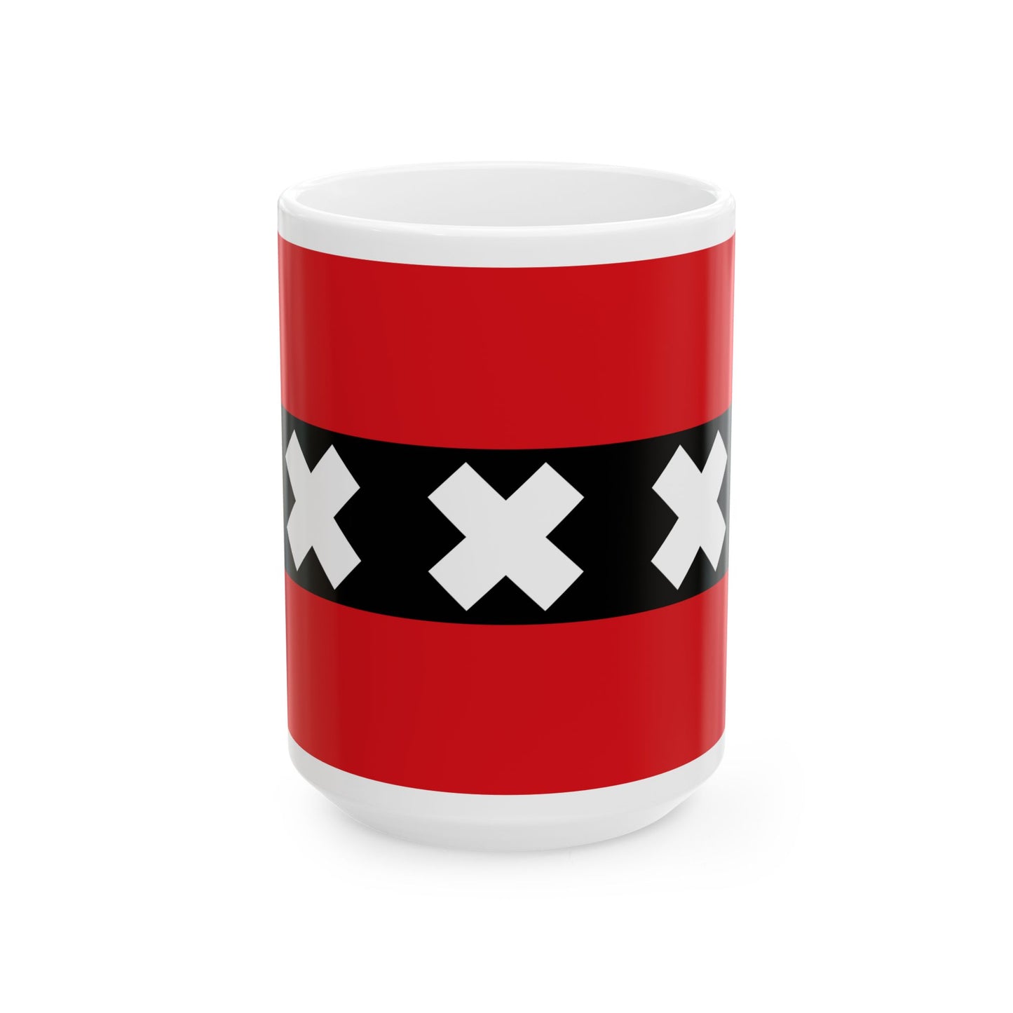 Flag of the national capital Amsterdam Netherlands - White Coffee Mug-15oz-Go Mug Yourself