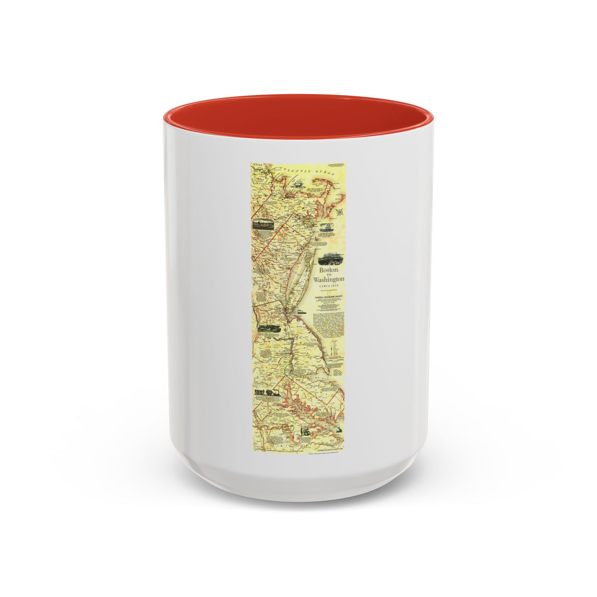 USA - Boston to Washington (1830) (Map) Accent Coffee Mug