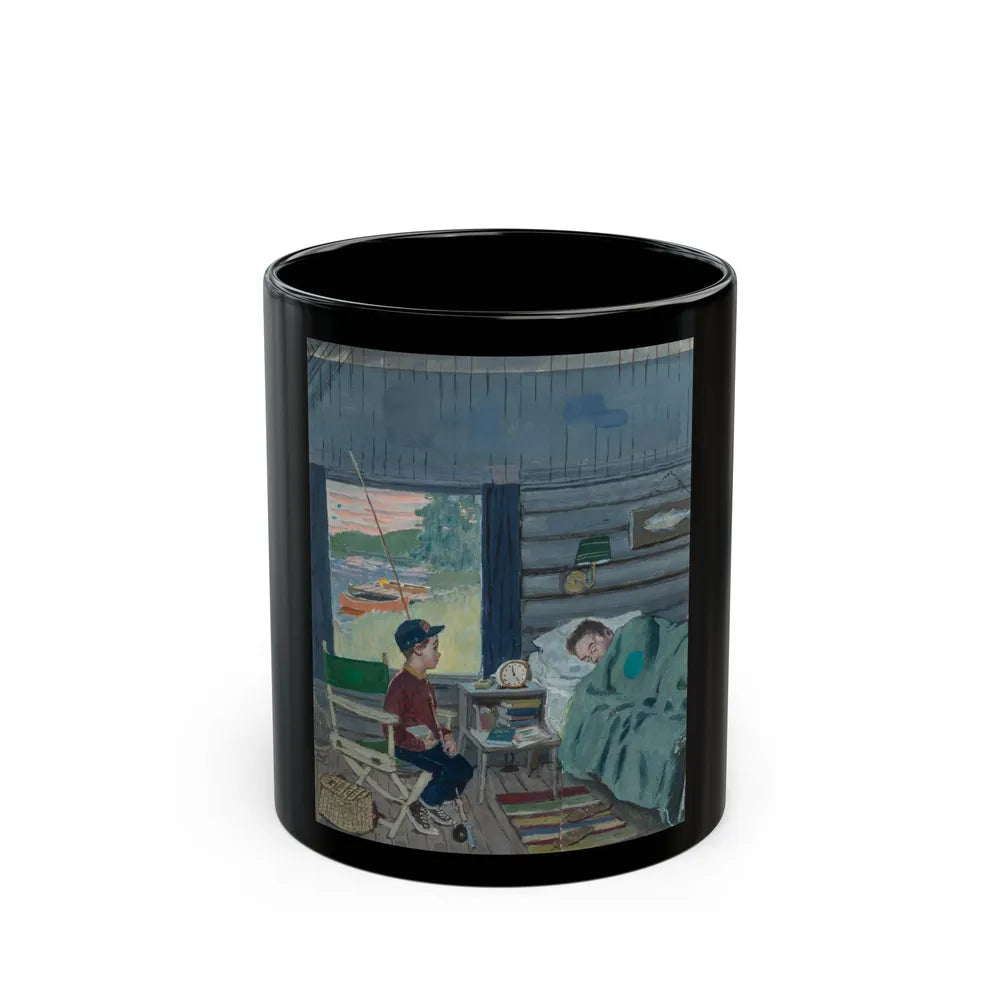 Dad the Fish Are Biting, Saturday Evening Post cover study, August 25, 1962 - Black Coffee Mug-11oz-Go Mug Yourself