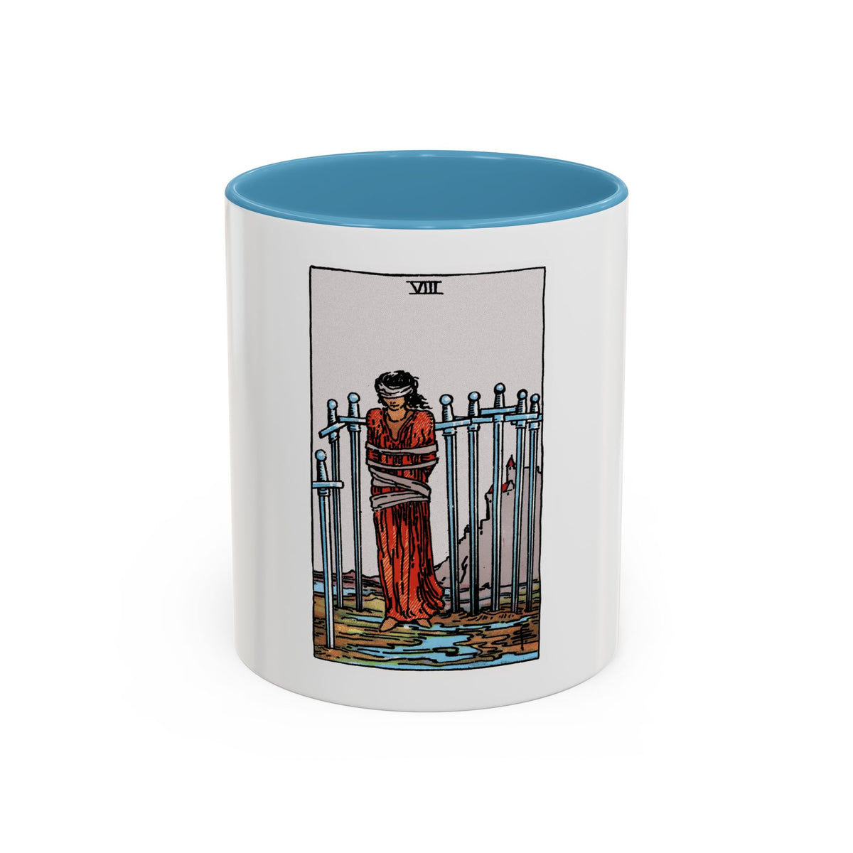 The 8 of Swords (Tarot Card) Accent Coffee Mug