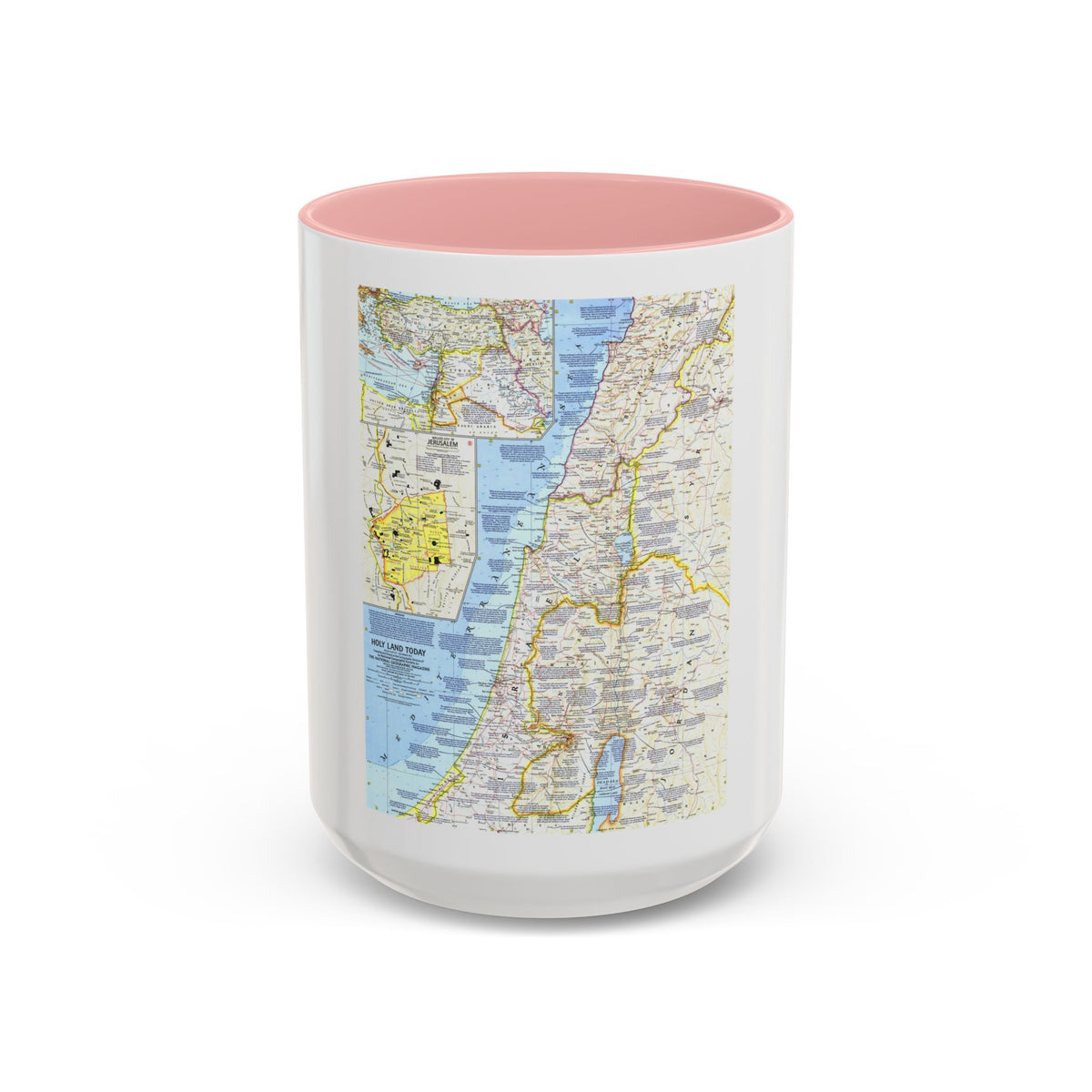 Middle East - Holy Land Today (1963) (Map) Accent Coffee Mug