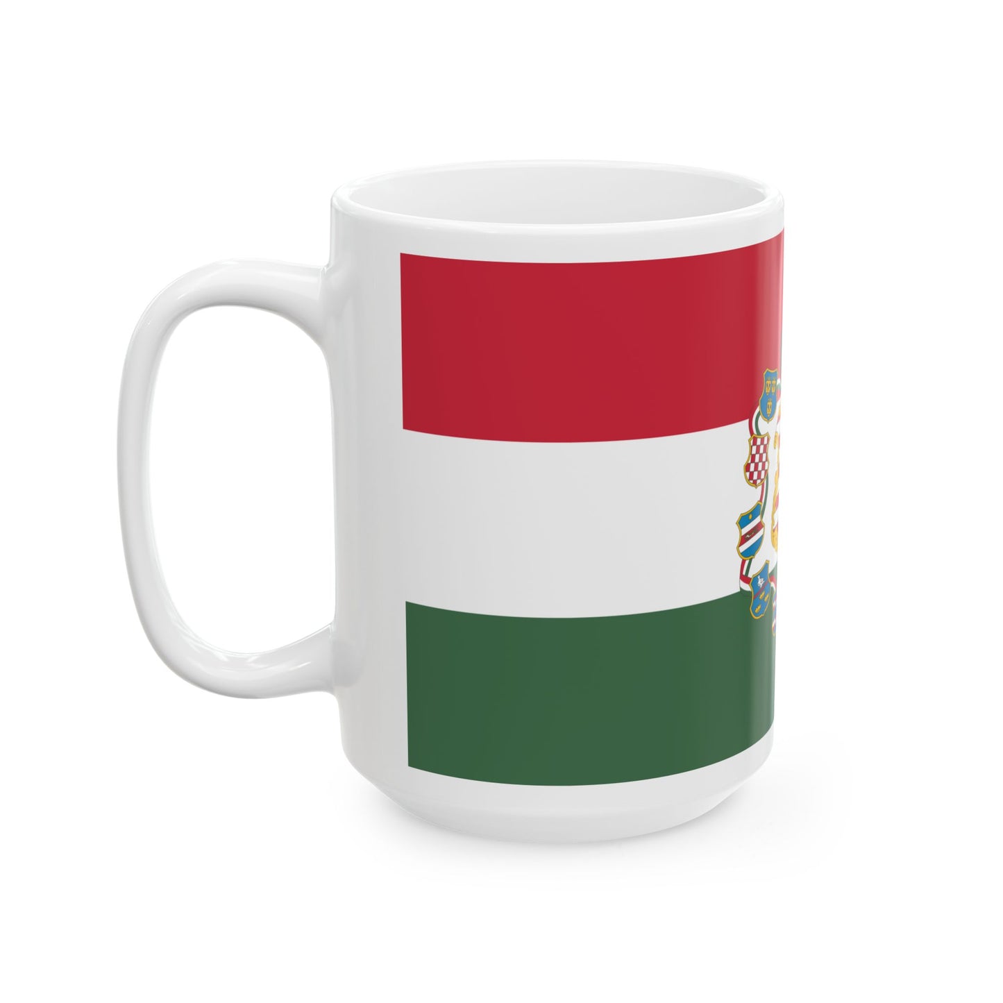 Flag of Hungary with great coat of arms 1849 (Hungary) White Coffee Mug