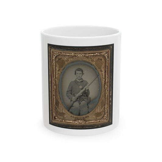 Private Samuel Wires Of Company K, 137th Indiana Infantry Regiment, With Musket (U.S. Civil War) White Coffee Mug
