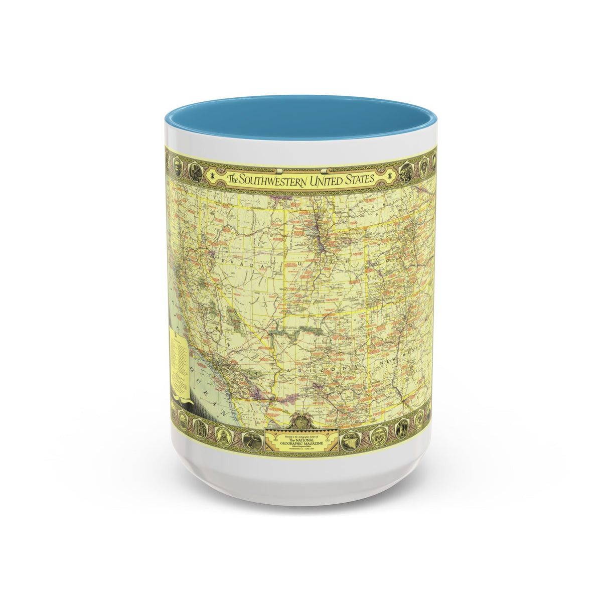 USA - Southwestern (1940) (Map) Accent Coffee Mug