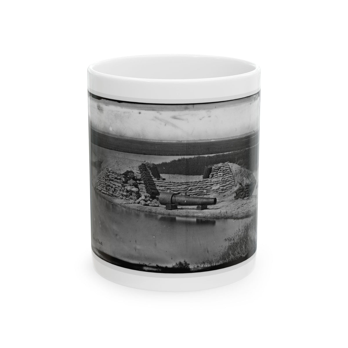 Morris Island, South Carolina. Battery Hays. One 8-Inch Parrot Rifle Dismounted. Breaching Battery Against Fort Sumter (U.S. Civil War) White Coffee Mug