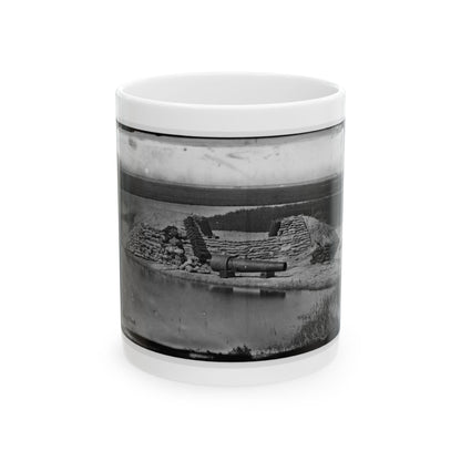 Morris Island, South Carolina. Battery Hays. One 8-Inch Parrot Rifle Dismounted. Breaching Battery Against Fort Sumter (U.S. Civil War) White Coffee Mug