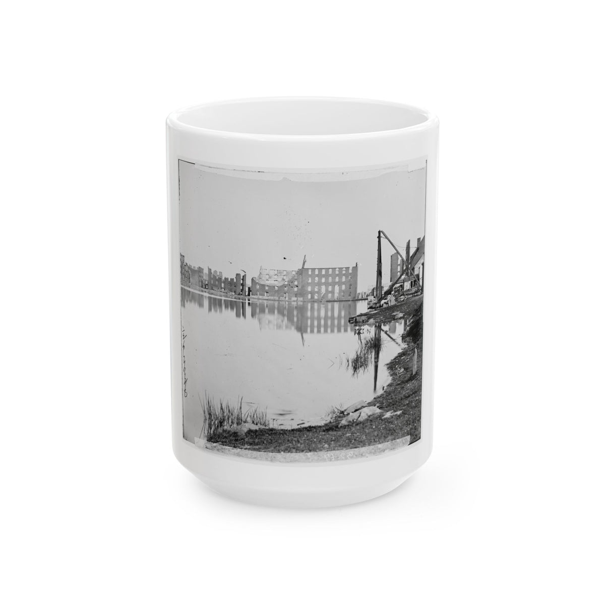 Richmond, Va. Ruined Buildings On Banks Of The Canal Basin (U.S. Civil War) White Coffee Mug