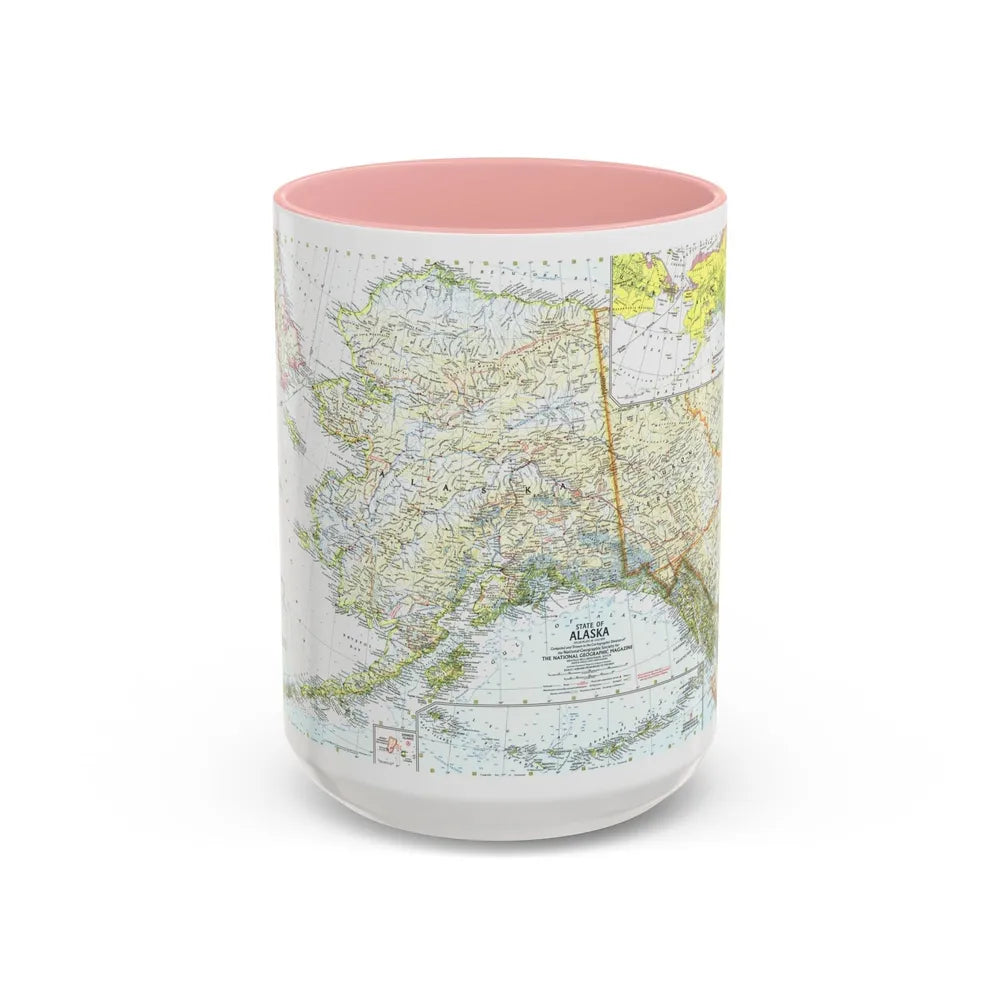 USA - Alaska (1959) (Map) Accent Coffee Mug-15oz-Pink-Go Mug Yourself