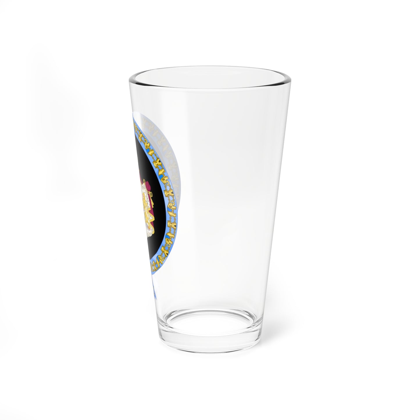 Coat of Arms of Willem-Alexander of the Netherlands Order of the Elephant Variant (Denmark) (Coat of Arms) Pint Glass 16oz