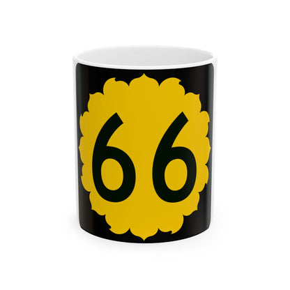 K-66 (Kansas) (Road Sign) White Coffee Mug