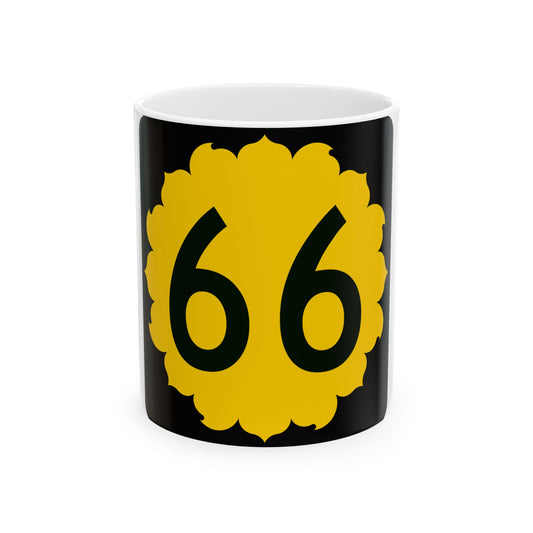 K-66 (Kansas) (Road Sign) White Coffee Mug