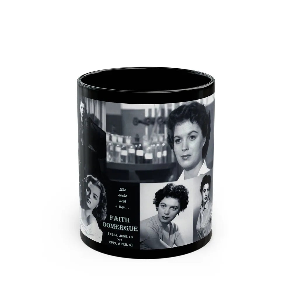 Faith Domergue #82 - Wallpaper (Vintage Female Icon) Black Coffee Mug-11oz-Go Mug Yourself