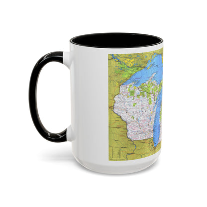 USA - Wisconsin, Michigan ,Great Lakes 1 (1973) (Map) Accent Coffee Mug