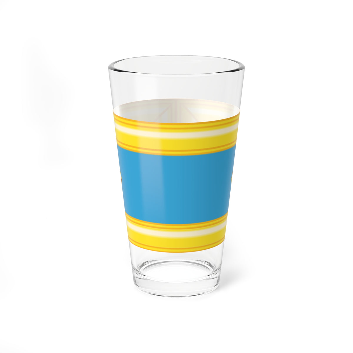 Bevelled yellow rectangular frame enclosing a blue panel with a faceted gold star badge at each end.