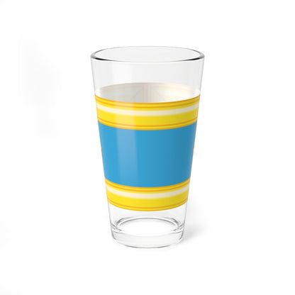 Bevelled yellow rectangular frame enclosing a blue panel with a faceted gold star badge at each end.