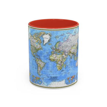 World Map (1981) (Map) Accent Coffee Mug-11oz-Red-Go Mug Yourself