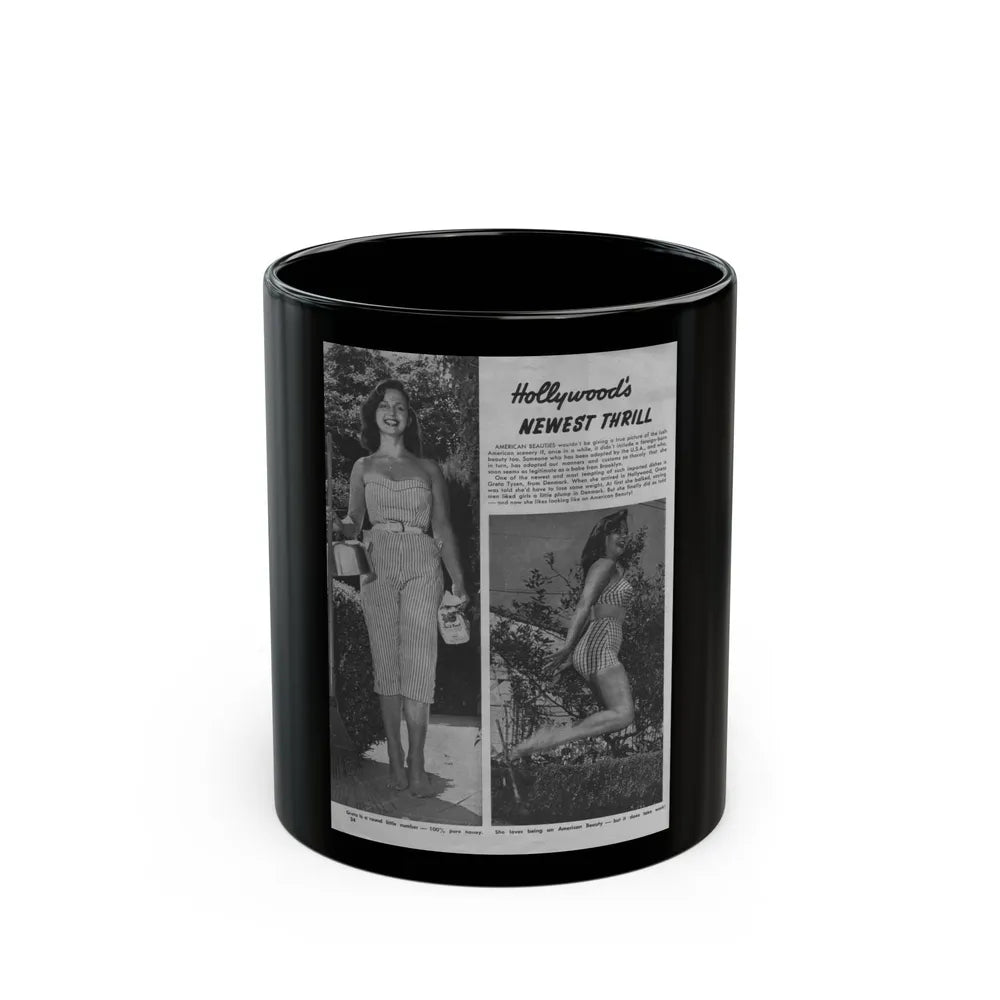 Greta Thyssen #13 - American Beauties Mag. '53 - 2 B&W Photos (Vintage Female Icon) Black Coffee Mug-11oz-Go Mug Yourself