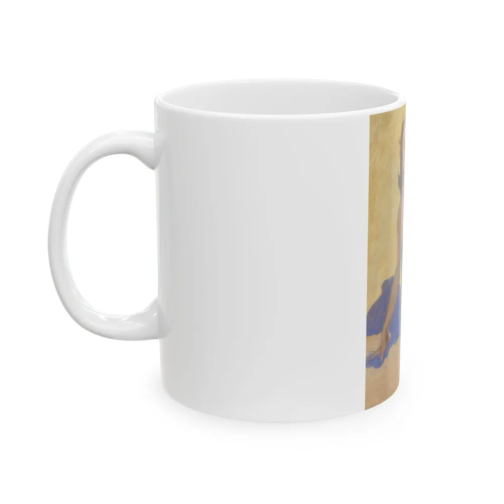 Blonde in Blue - White Coffee Mug-Go Mug Yourself