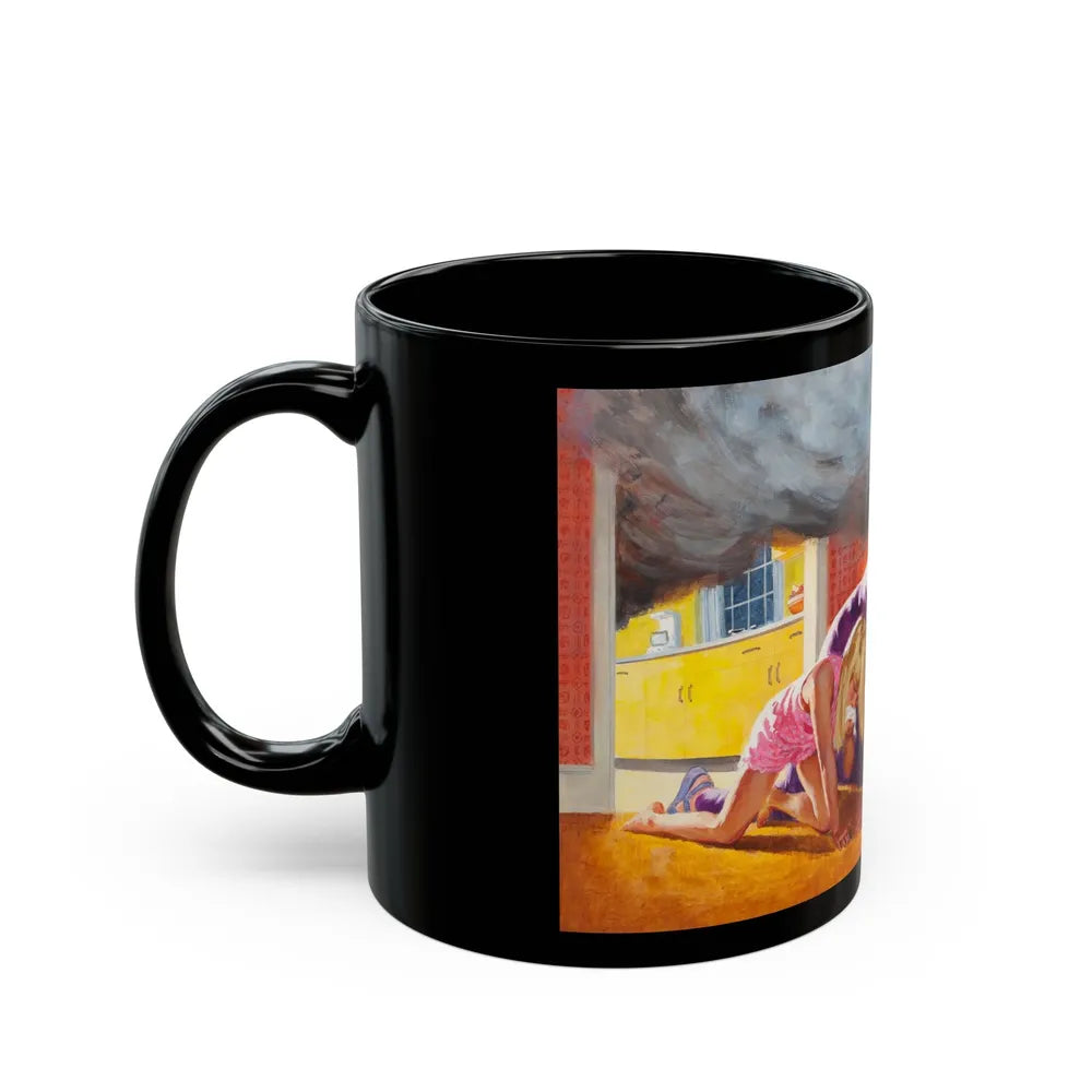 Escaping the Fire, NFPA advertisement - Black Coffee Mug-Go Mug Yourself