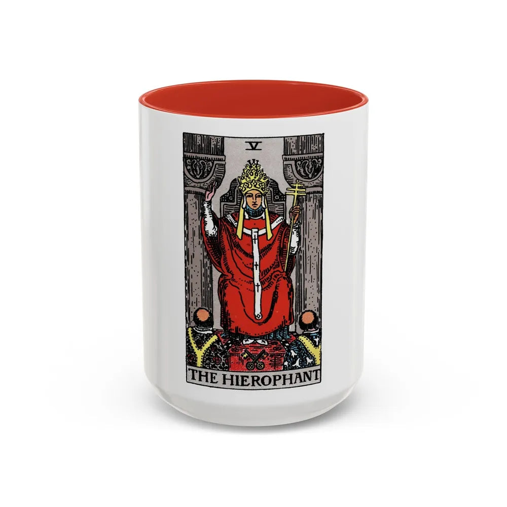 The Hierophant (Tarot Card) Accent Coffee Mug-15oz-Red-Go Mug Yourself