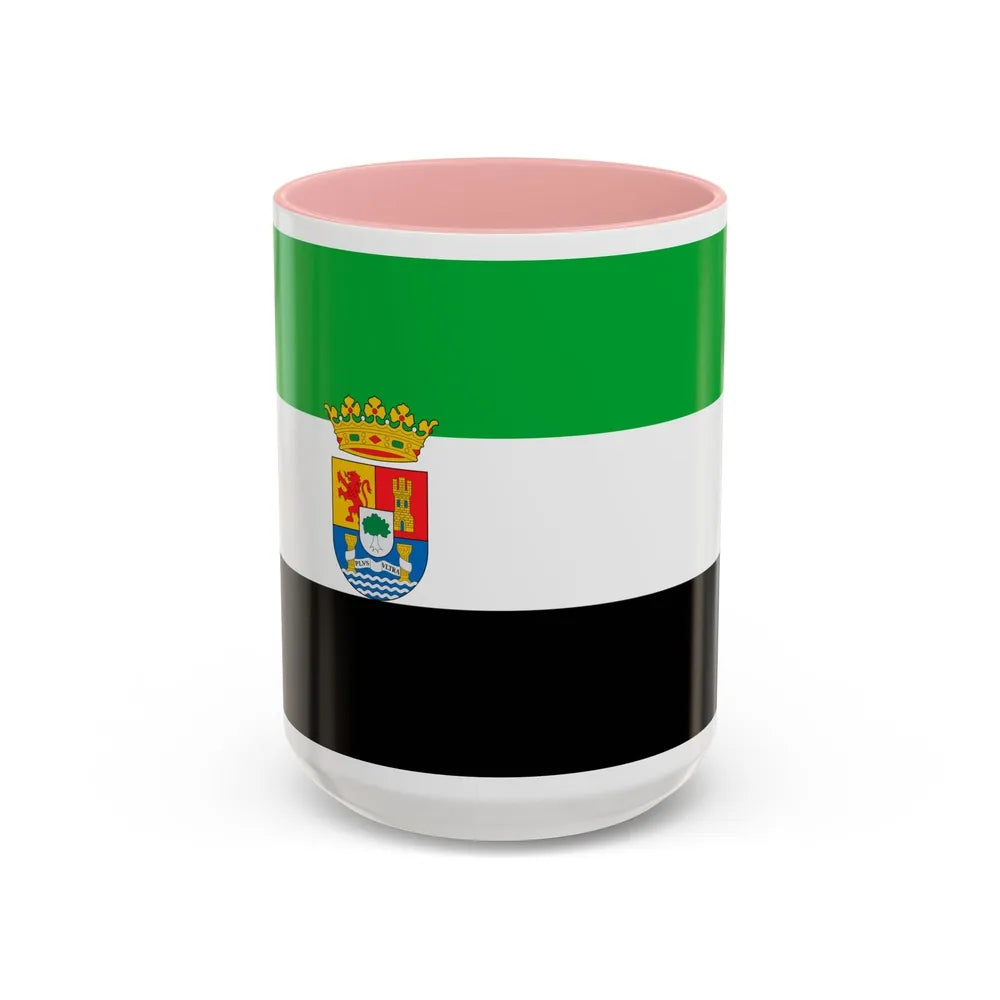 Flag of Extremadura Spain - Accent Coffee Mug-15oz-Pink-Go Mug Yourself