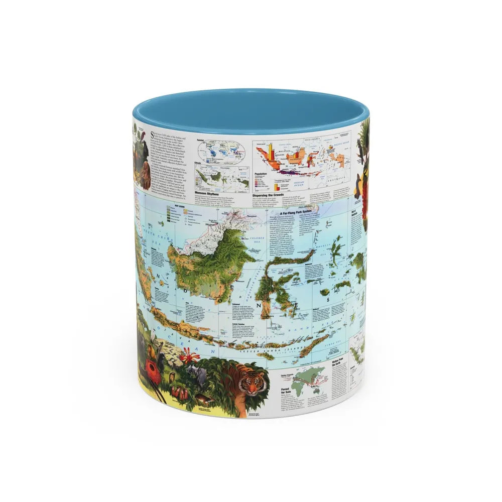 Indonesia 2 (1996) (Map) Accent Coffee Mug-11oz-Light Blue-Go Mug Yourself