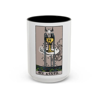 The Ace of Cups (Tarot Card) Accent Coffee Mug-15oz-Black-Go Mug Yourself