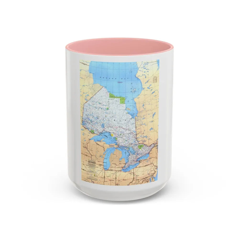 Canada - Ontario (1978) (Map) Accent Coffee Mug-15oz-Pink-Go Mug Yourself