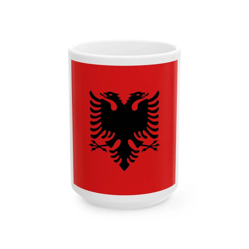 Flag of the President of Albania 1992 to 2002 - White Coffee Mug-15oz-Go Mug Yourself