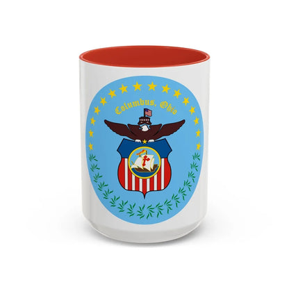 Seal of Columbus Ohio - Accent Coffee Mug-15oz-Red-Go Mug Yourself